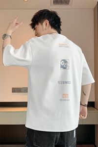 男夏季宽松休闲百搭T恤T6887小码P22大码P25图片