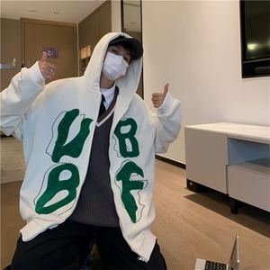 春秋款开衫卫衣男高街潮oversize炸街痞帅字母上衣Y758-P35