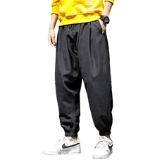 2025秋季新款日系黑墙大码九分阔腿灯笼裤M-5XHK20083-P35，男装休闲裤，电商A022