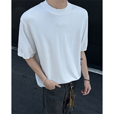 T318-特批30无差价控58夏季半高领冰丝针织短袖男潮牌纯色打底衫，男装针织衫/毛衣，电商A058-1（原电商C417）