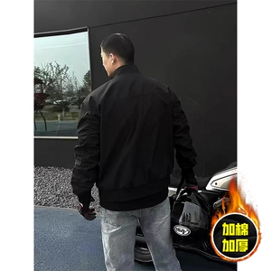 现货秋冬季美拉德立领飞行立领夹克boxy廓形棉衣高街加厚加棉外套图片