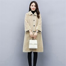 2022秋冬韩版中长颗粒绒时尚气质100%毛外套女皮毛一体图片