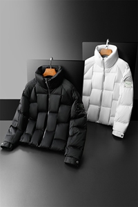 22866480重工艺立体编织格2022冬季微阔立领羽绒服图片