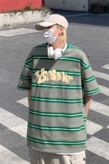B239-1269-P48横条纹美式复古字母印花夏季重磅落肩袖短袖t恤，男装T恤，星座514-2(原B239)