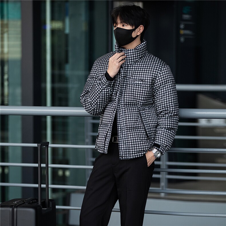 标50绒主推街拍男士格子立领羽绒服外套2503-P195(控券后288),男装羽绒服,电商B328