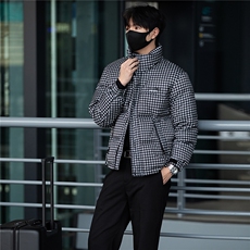 标50绒主推街拍男士格子立领羽绒服外套2503-P195(控券后288)，男装羽绒服，电商B328