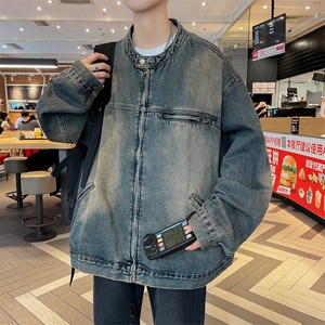 复古水洗做旧牛仔外套男女春秋潮牌宽松百搭夹克上衣JK05508-P75图片