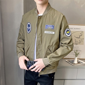 高品质秋款棒球服夹克外套男女白底平铺绣标立领XZ212-QJK068-P70