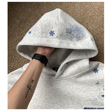 AT06-P51美式复古高街雪花星星连帽卫衣女秋冬百搭小众设计感，男装卫衣，电商B323A