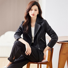 2023年春秋新款外套机车小皮衣女外套时尚收腰短款拉链pu皮夹克，女装皮衣，江南女神