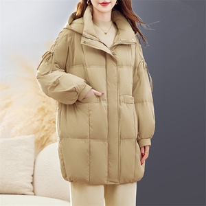 羽绒服女冬季2024年新款女款时尚洋气外套秋冬白鸭绒中长款面包服图片