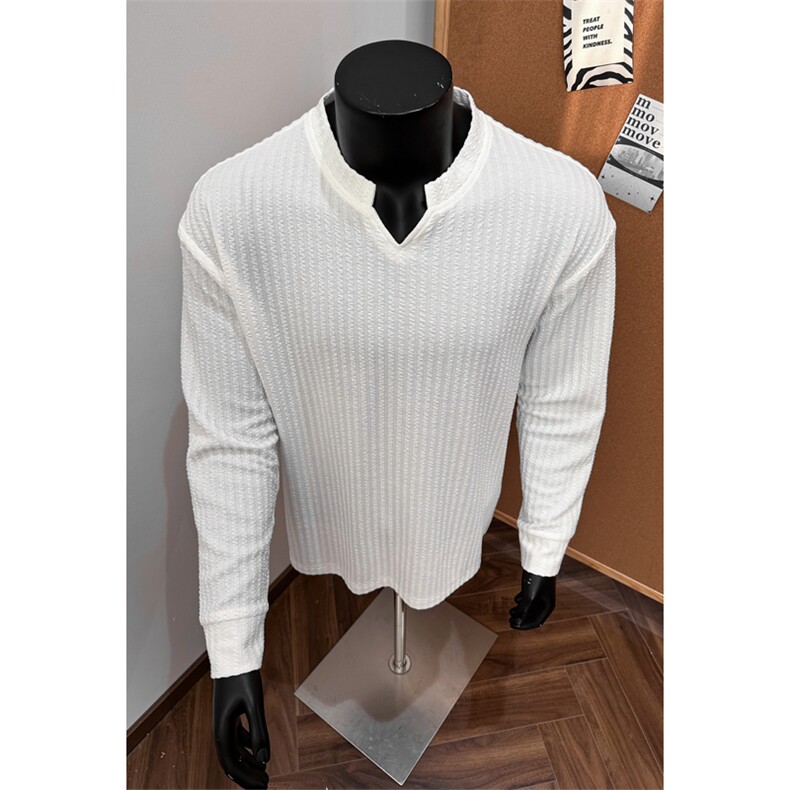 2026春季新款港风假模大码V领长袖T恤M-5XHT25743-特P14，男装T恤，电商A022