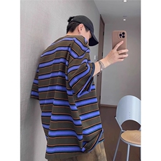有货。T恤男女条纹拼色体恤ST736-P45，男装T恤，星座412-3