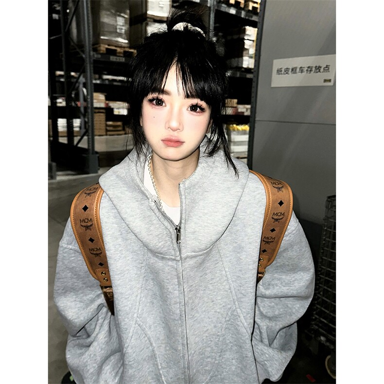 抖音得物高品质二开25秋冬美式高街重磅结构高领连帽卫衣外套W62，男装卫衣，电商A486