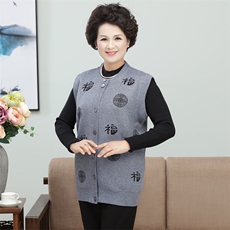 中老年情侣羊毛马甲男女针织坎肩福字背心加厚打底衫，女装中老年女装，亚东羊绒制品