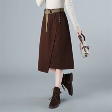 2021秋冬复古风格加厚磨毛纯棉半身裙299款，女装半身裙，秋牧寒烟