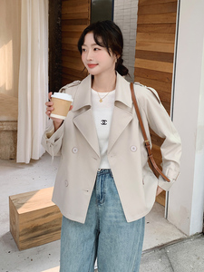 韩版休闲百搭显瘦短款风衣外套女 2D075-(P145-K195)图片