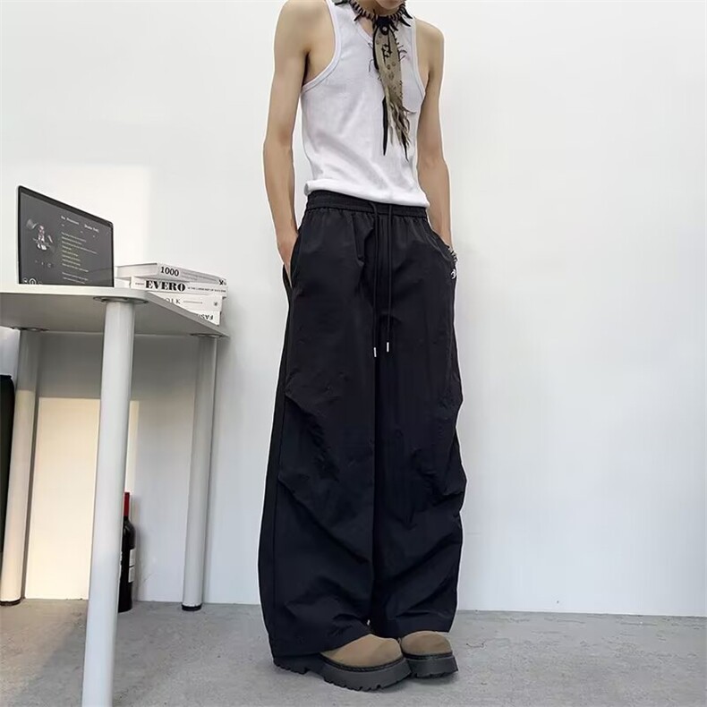 慵懒美式轻薄阔腿运动裤男女2026夏秋流行ins潮流新款K6595-P41图片