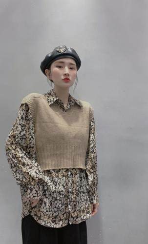 马甲衬衣两件套，女装马夹，主合