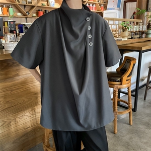 F277-P45 夏季日系简约半袖体恤港风潮ins宽松纯色短袖t恤男现货图片