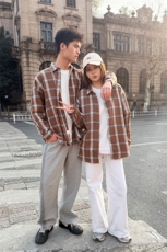 （跨境电商）四季款格子衬衫潮流宽松格纹衬衣，男装衬衫，星座1107