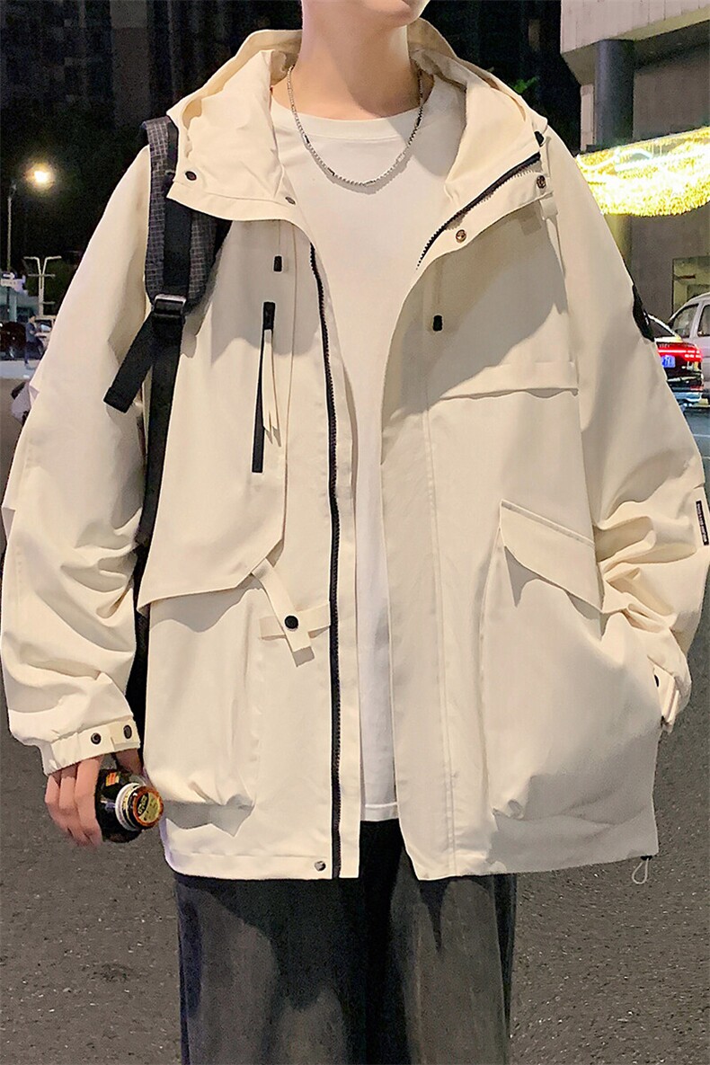 春秋户外冲锋衣男女同款防风防水连帽工装外套登山服夹克2481-P75,男装夹克,星座1403A