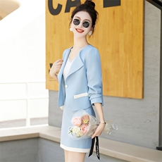 小香风套装女2024春秋新款气质时尚洋气时髦小个子包臀短裙两件套，女装套装/套裙，罗腾