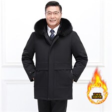 男士90绒羽绒服大狐狸毛领中老年可脱卸毛领内胆可单穿派克服，商品下架区，钱塘723