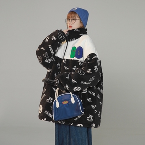 2022夹克外套拼接羊羔毛夹棉棉袄棉服羊剪绒棉衣女3322-P90控138图片