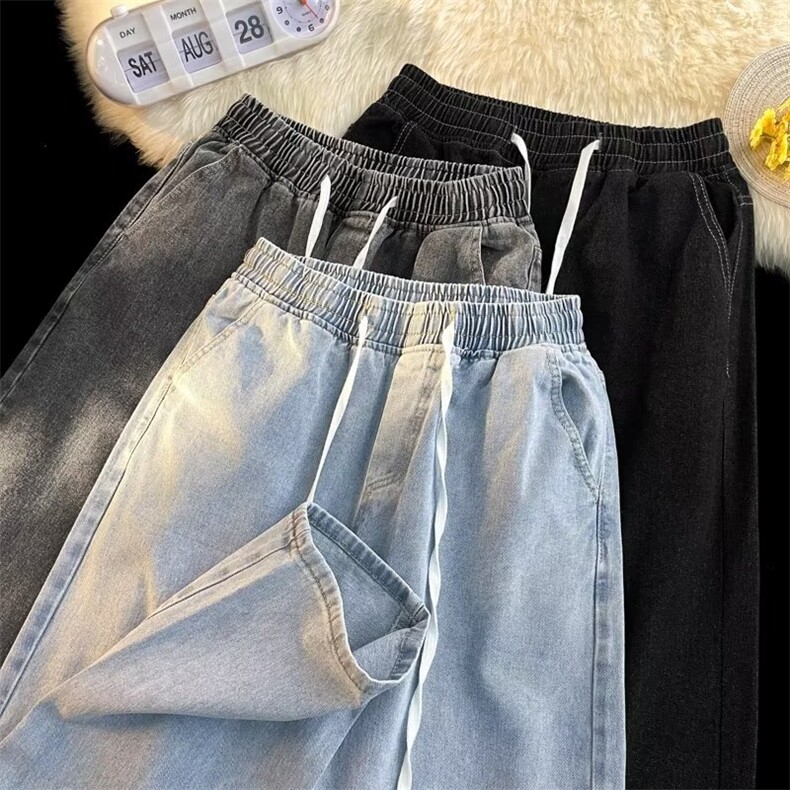 美式夏季直筒宽松牛仔裤男女潮牌ins高街坠感阔腿拖地裤EN89-p35,男装牛仔裤,星座1008