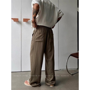 现货亚麻直筒休闲裤男士阔腿裤韩系通勤cleanfit穿搭K06030特P45图片