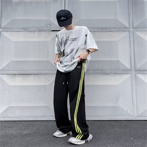 休闲裤男韩版潮流百搭裤子夏季薄款坠感阔腿拖地长裤K0049-P46图片