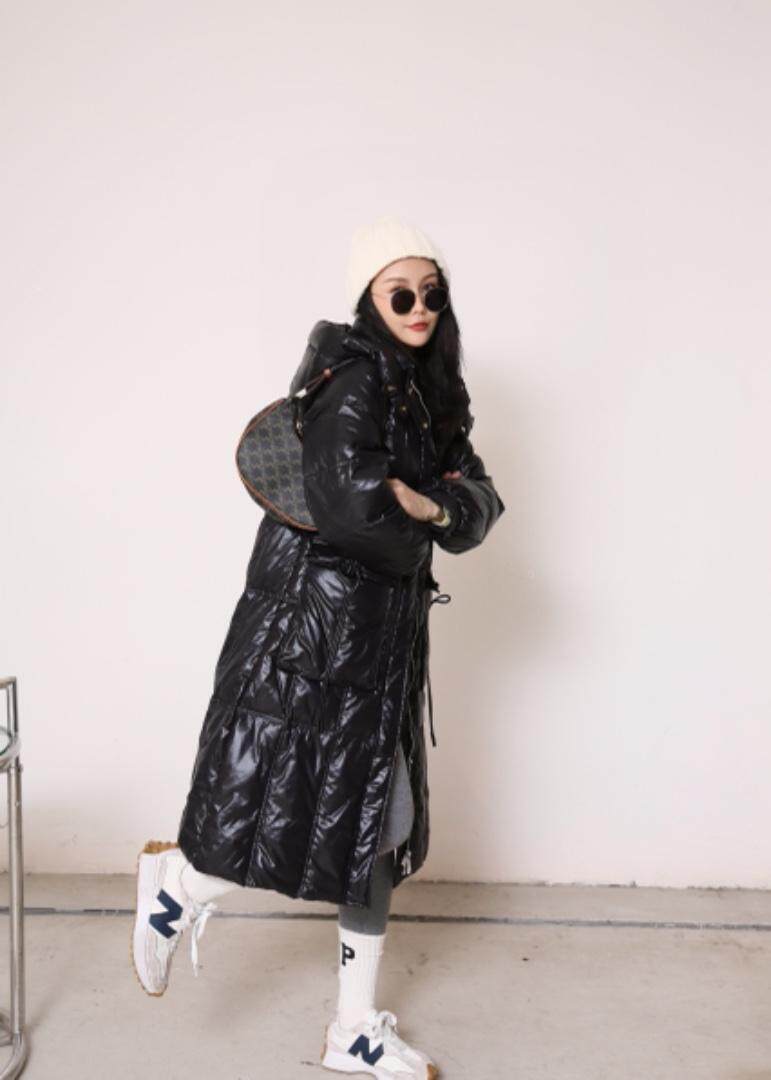 戴帽系带冬款羽绒服，女装羽绒服，谦度