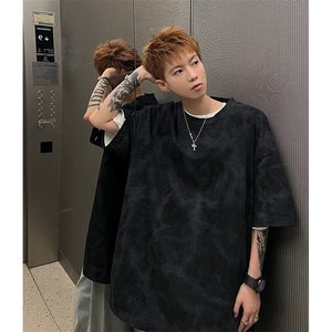 扎染短袖 X5547-TP3048 男夏季设计感休闲百搭五分袖T恤图片