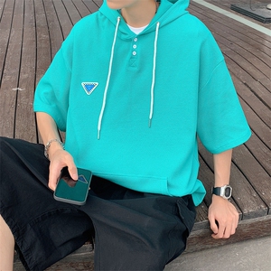 华夫格50%棉连帽短袖男夏季外套中性宽松LM01-特P38控68图片