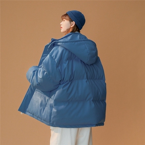 白鸭绒中性22冬季新款潮流保暖PU皮连帽羽绒服 YR107 P225控298图片