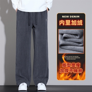 灯芯绒休闲裤子男士秋冬新款加厚直筒提花卫裤Z2609-P40/加绒P50图片