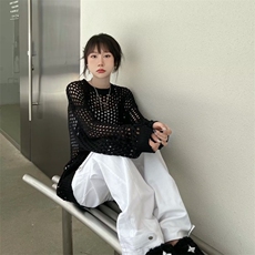 针织镂空防晒衣女薄款宽松设计感小众别致独特垂感长袖罩衫上衣，男装针织衫/毛衣，星座1210-1