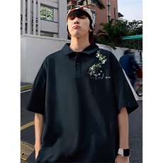 抖音得物供货现货网眼透气翻领T恤美式宽松潮牌短袖POLO衫APL19，男装T恤，电商A443