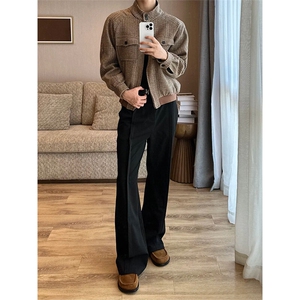 美式cleanfit立褶微喇西裤男女显高显瘦直筒垂坠感休闲裤K319-P45图片