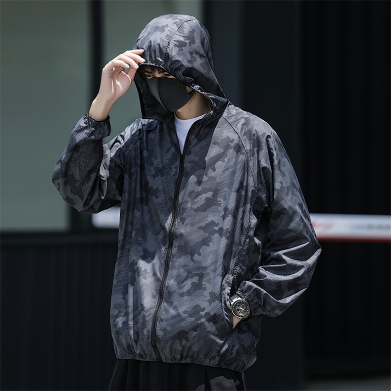 蜂巢迷彩防晒衣男韩版潮流帅气连帽2024夏季新款ins外套W4859-P38,男装防晒衣,星座412-3