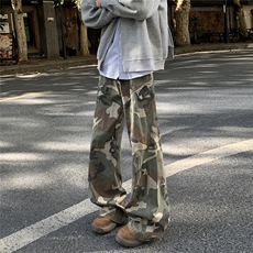迷彩色休闲裤男士韩版潮流高街帅气2025春季ins宽松长裤K6018-P49，男装休闲裤，星座412-3