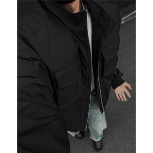 冬季新款多口袋工装立领棉衣外套美式休闲夹棉加厚棉服 D393 P100图片