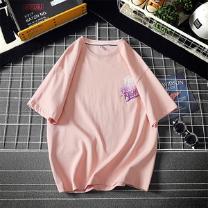 半网格日系潮牌圆领套头情侣半袖青少年纯棉印花短袖T恤 1166-P25图片