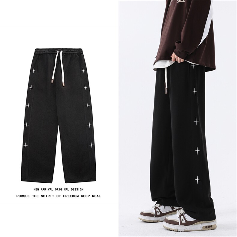 K128/P50春装新款现货刺绣运动裤男卫裤宽松大码宽松休闲裤直筒裤，男装休闲裤，电商基地A050