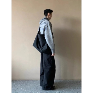 费尔岛针织开衫男女秋冬季宽松休闲复古格雷系毛衣外套MZ916-P53图片
