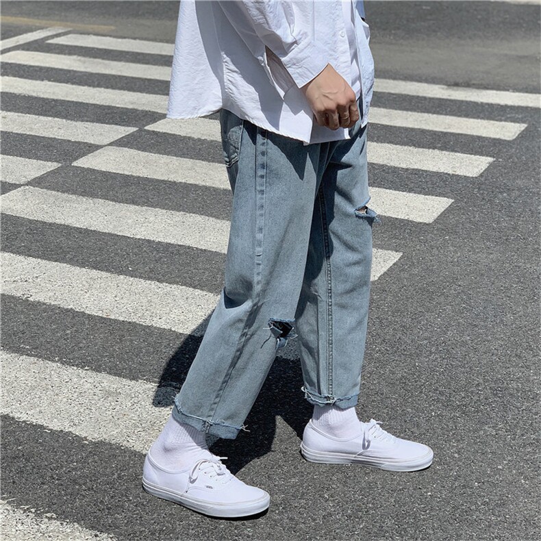 主推2021夏季毛边宽松破洞九分牛仔裤男港风潮nk183-k167-p28,男装牛仔裤,星座410-6（原星座1304-1）