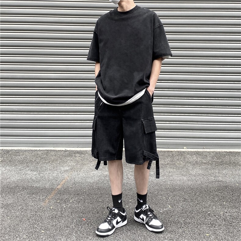 工装牛仔短裤美式复古潮cityboy过膝五分裤A061-YJ6888-P50,男装牛仔裤,电商A061