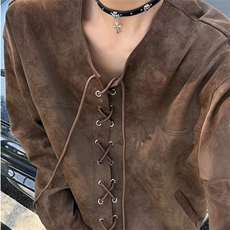 抽绳对襟皮衣外套男春秋季美拉德夹克小众痞帅上衣服JKW34，男装皮衣，星座516A