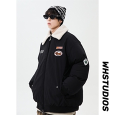 港风字母刺绣双开拉链翻领保暖棉服男女XZ213-MY9355-P148控168，男装棉衣，星座213